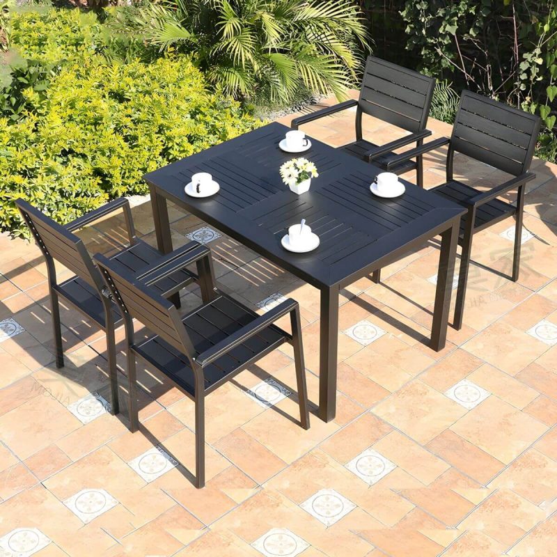"Metallic Antique Finish Patio Chair Industrial Style Stacking without Cushions - 6 Piece Set"