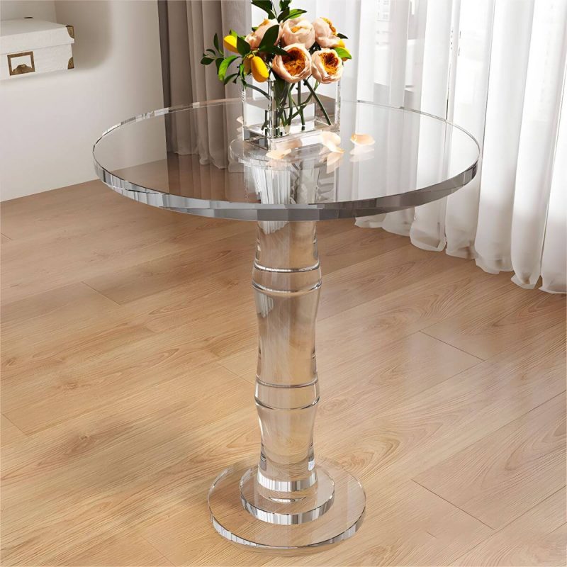 "Modern Round Shape Courtyard Table Plastic Waterproof Outdoor Table - Table Only 19.7"L x 19.7"W x 23.5"H"