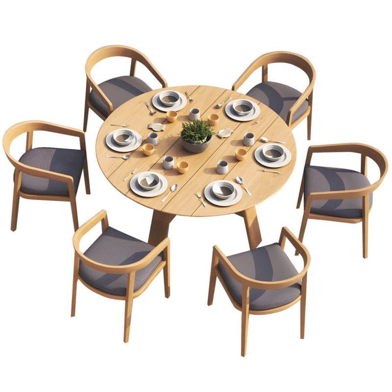 "Solid Wood Top Patio Table Contemporary Style Water Resistant Dining Table - 86.6"L x 39.4"W x 29.5"H Table Only"