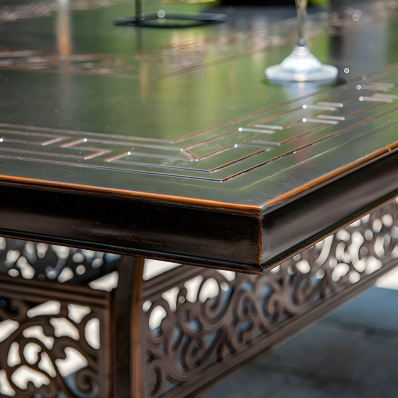 "Weatherproof Mid-Century Modern Brown Metal Rectangular Patio Dining Set - Table 63.8"L x 35.4"W x 29.5"H"