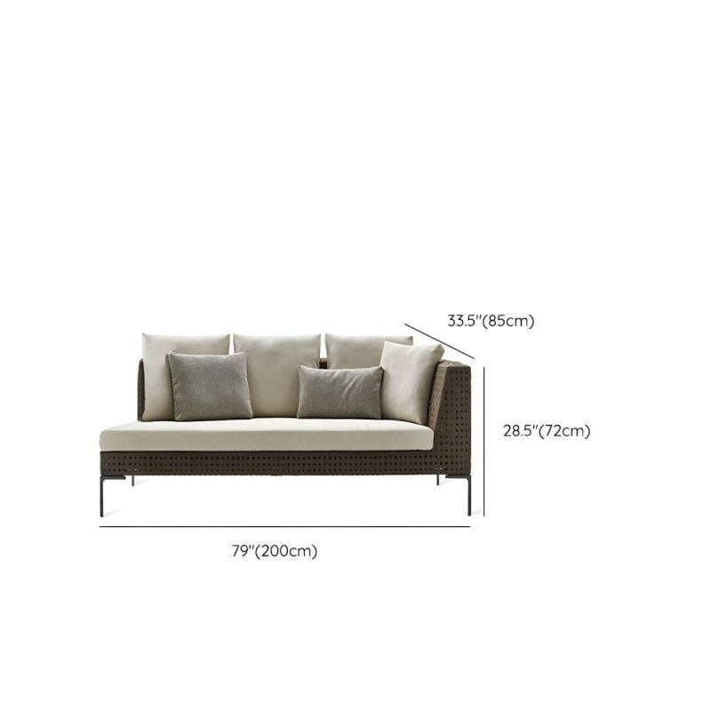 "Dimension of Elegant Metal Framed White Upholstered Modern Sofa with Cushions - 3-Seater Right Corner Sofa"