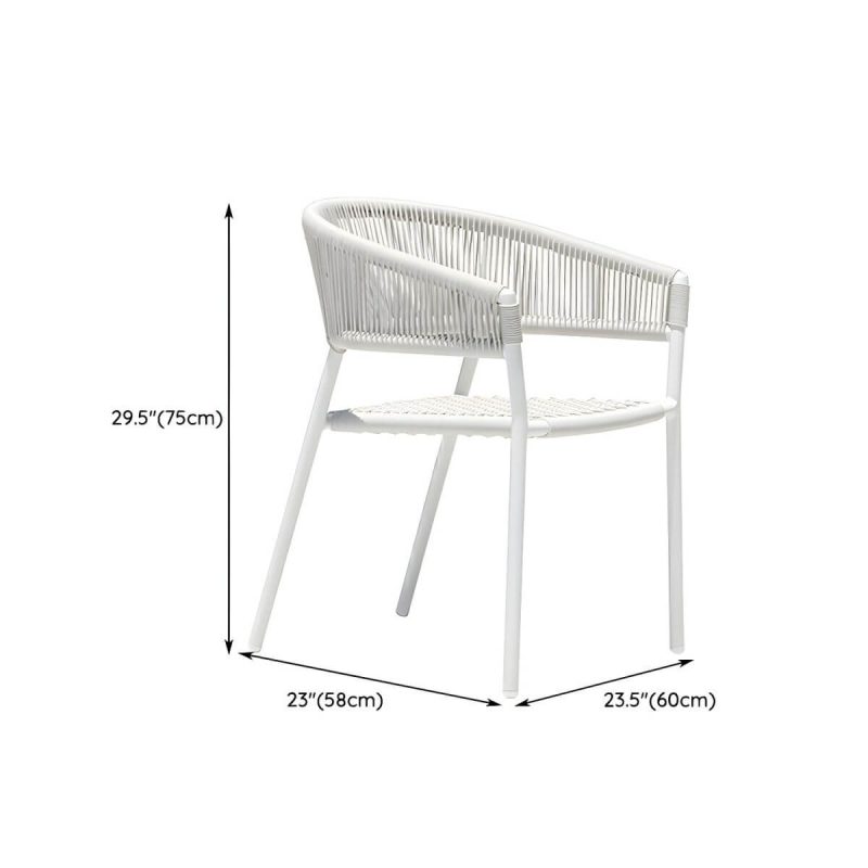 "Dimension of Contemporary Dining Arm Chair Pure Color Metal Stackable for Outdoor - 2 Piece Set"
