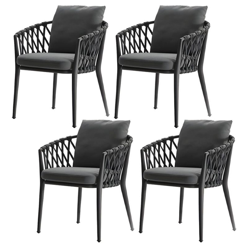 "Boho Oval Dining Table Set 1/4/7 Pcs Stone and Metal Patio Dining Table with Chairs - Chair(s) Not Available 4"