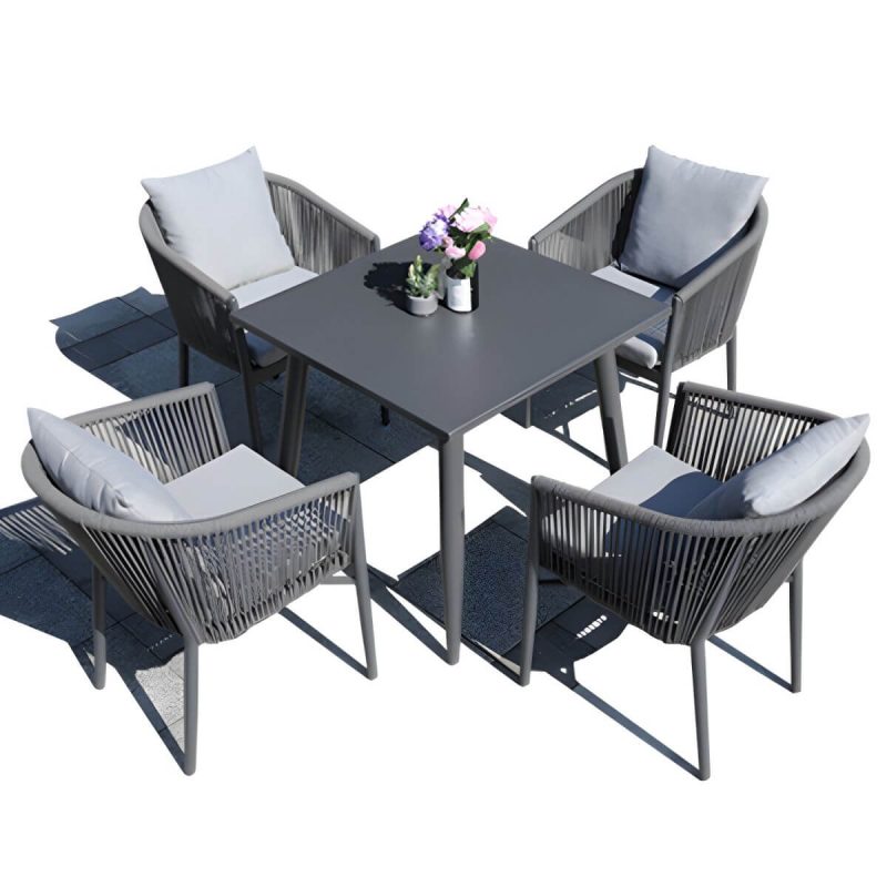 "Contemporary Aluminum Frame Patio Table Water and UV Resistant Patio Table - 63"L x 31.5"W x 28.7"H Rectangular Table Only"