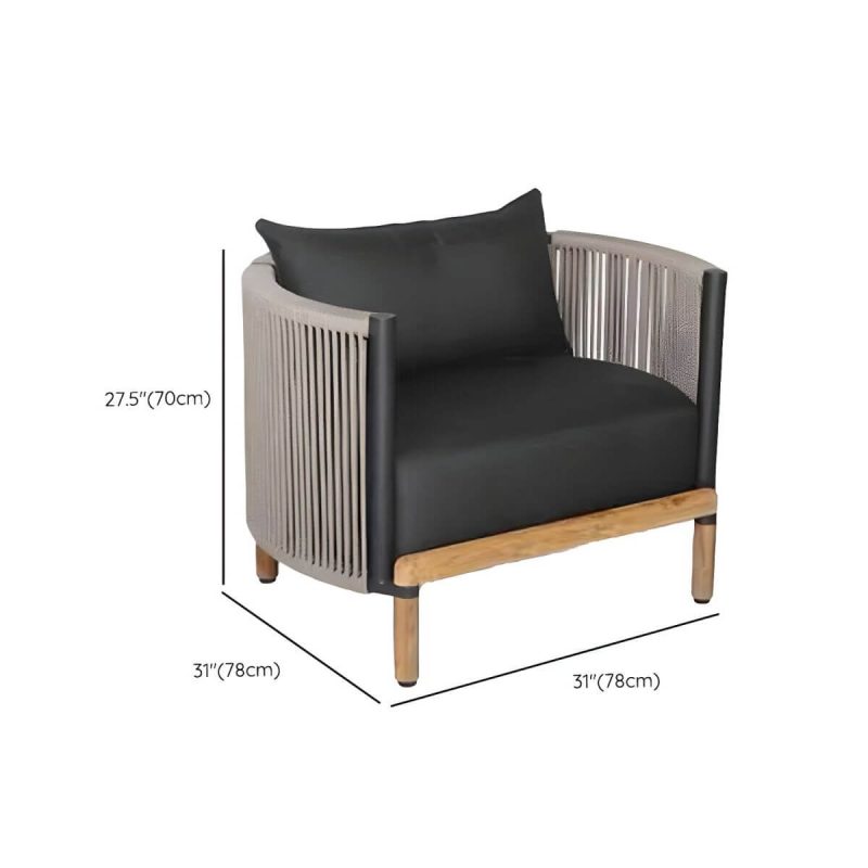 "Dimension of Modern Symmetrical Black Wood Frame Sofa with Waterproof Cushions Included - 1-Seater Sofa"