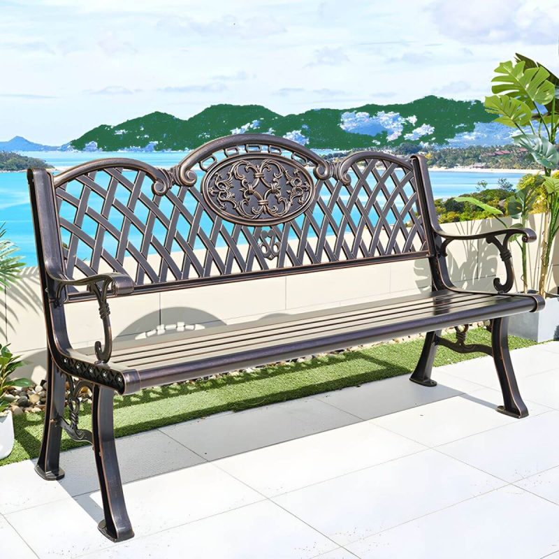 "Contemporary Accent Bench with Legs Water Resistant for Outdoor - White 61"L x 24"W x 34"H"
