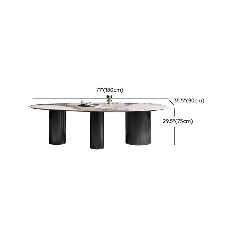 "Dimension of Boho Oval Dining Table Set 1/4/7 Pcs Stone and Metal Patio Dining Table with Chairs - Table 70.9"L x 35.4"W x 29.5"H Zero"