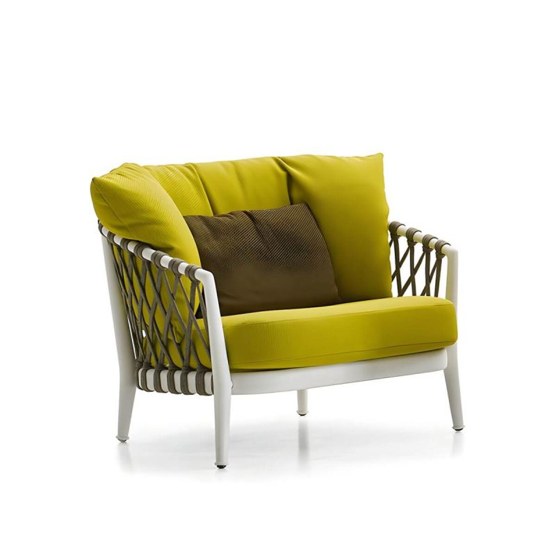 "French Country Metal Frame Patio Sofa Water Resistant Outdoor Sofa with Cushion &Pillows - 30"L x 31"W x 28"H Yellow"