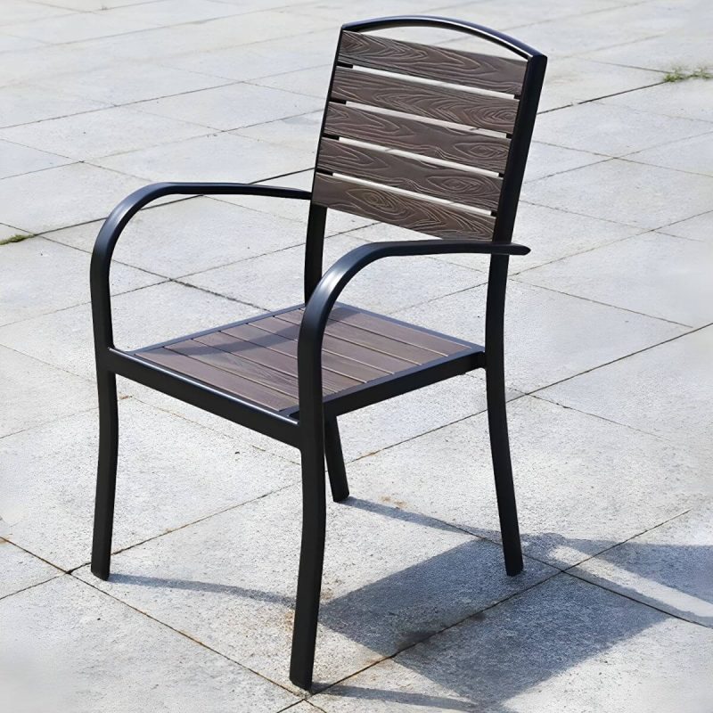"Traditional Dining Armchair Open Back Outdoors Dining Chairs in Brown - 22"L x 22"W x 33.5"H 6 Piece Set"