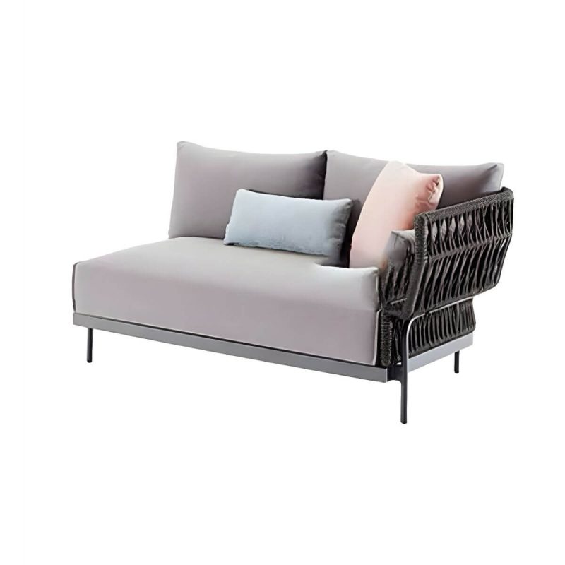 "Water Resistant Modern Upholstered Patio Metal Sofa with Cushions and Pillows - Right Corner Sofa"