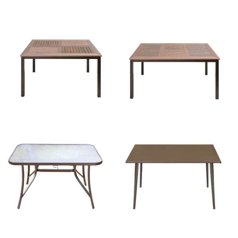 "6 People 7-piece Patio Dining Set Pile-upon-able Uv-blocking Rectangle Tan Iron, Table & 6 Chairs, 47"L x 28"W x 28"H"