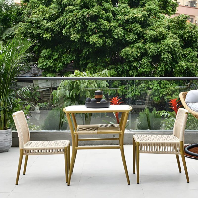 "Standard Height Dining Room Chair and Table Set with 4 Legs Table - Table & Chair(s) 2 Gold"