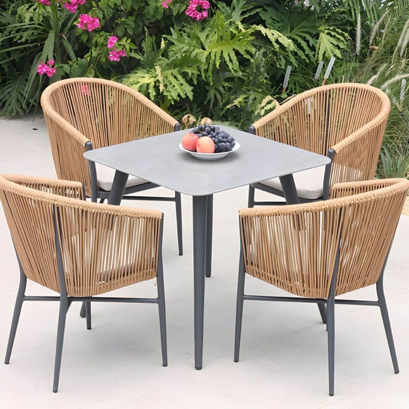 "Mid-Century Modern Dining Table Set with 4 Legs Chair for Outdoors - Table & Chair(s) 31.5"L x 31.5"W x 29.1"H 4"