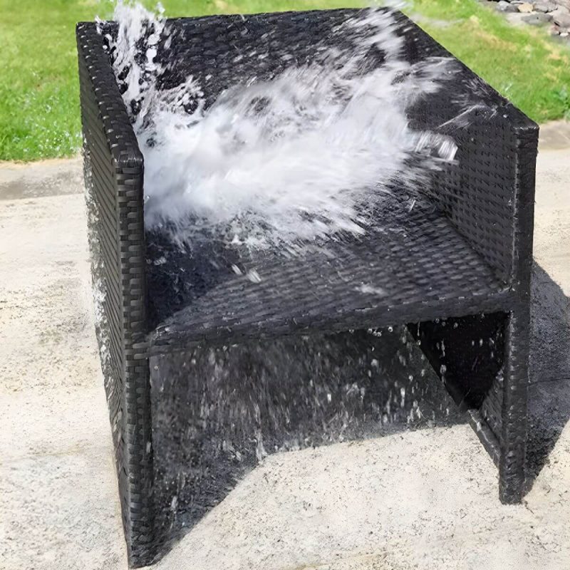 "Stylish Weatherproof Glass-top Patio Dining Set with Upholstered Chairs - Table & Chair(s) 47.2"L x 23.6"W x 28.7"H 2 Black"