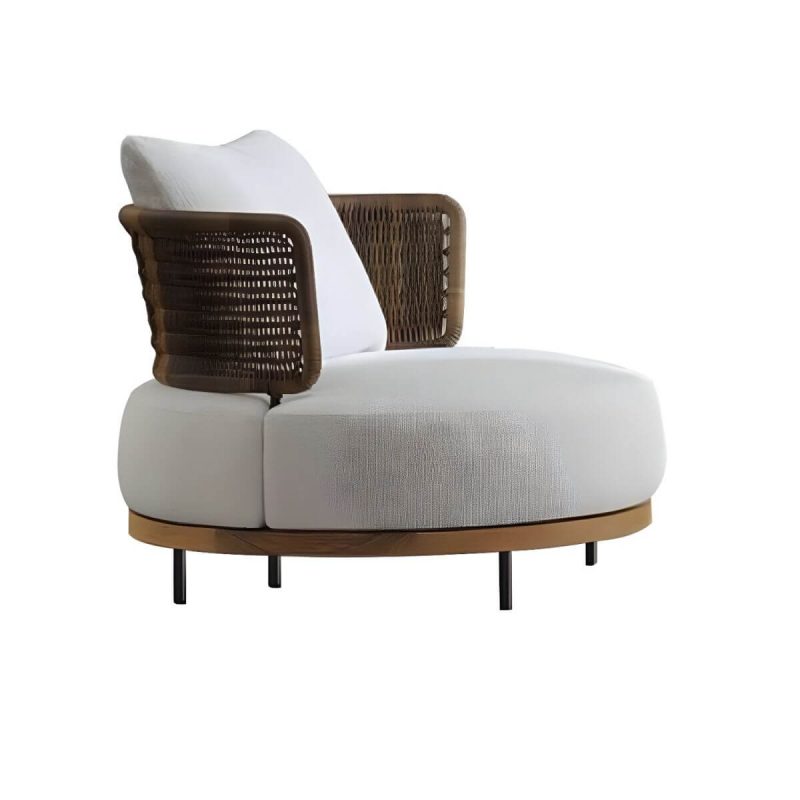 "Mildew Resistant Brown Metal Patio Sofa with Cushions and Pillows - 1-Seater Sofa"
