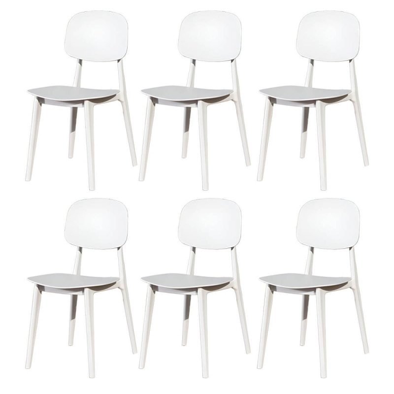 "Stacking Dining Armchair Contemporary Plastic Patio Arm Chair - 15"L x 19"W x 32"H 6 Piece Set"