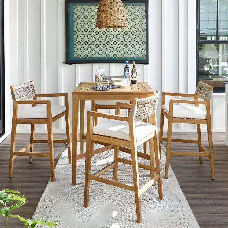 "Modern Patio Dining Table Set 1/5/7 Pcs Wood Frame Patio Dining Table and Chairs - Table & Chair(s) 35"L x 35"W x 46"H 4 Brown"