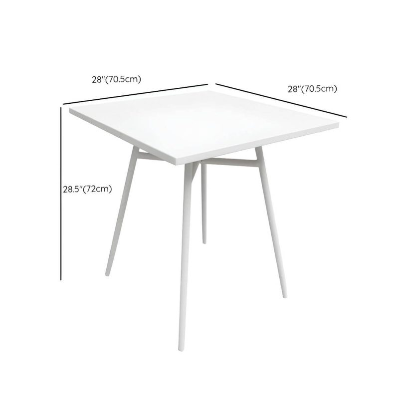 "Dimension of Contemporary Metal Dining Table Set with White Top for Courtyard - Table & Chair(s) 28"L x 28"W x 28"H 2"
