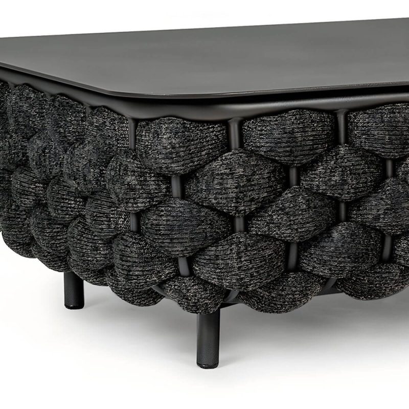 "Black Contemporary Sofa Water Resistant with Cushions for Outdoor - 1-Seater Sofa"