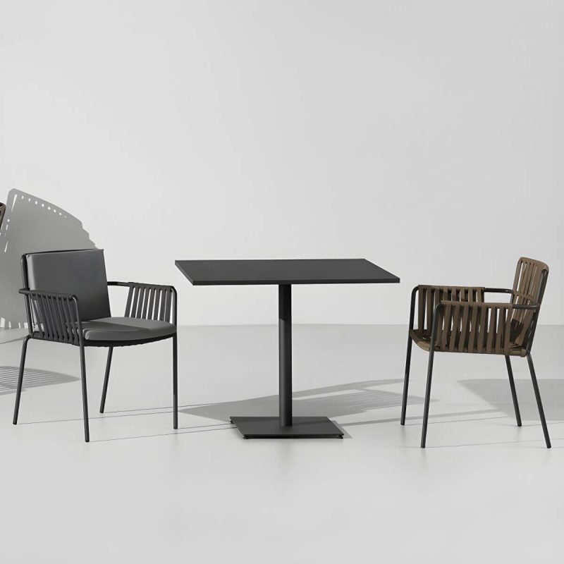 "Contemporary Metal Frame Patio Table Water Resistant Dining Table - Table Only 27.6"L x 27.6"W x 29.5"H Natural Round"