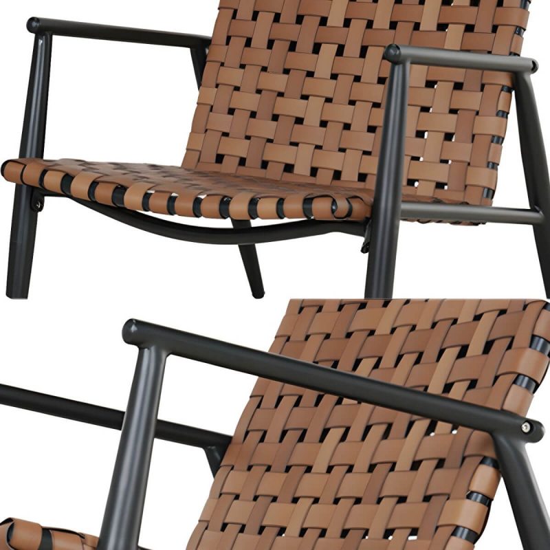 "Black Metal Modern Patio Dining Set with Square Table and Stackable Chairs - Table & Chair(s) 2"