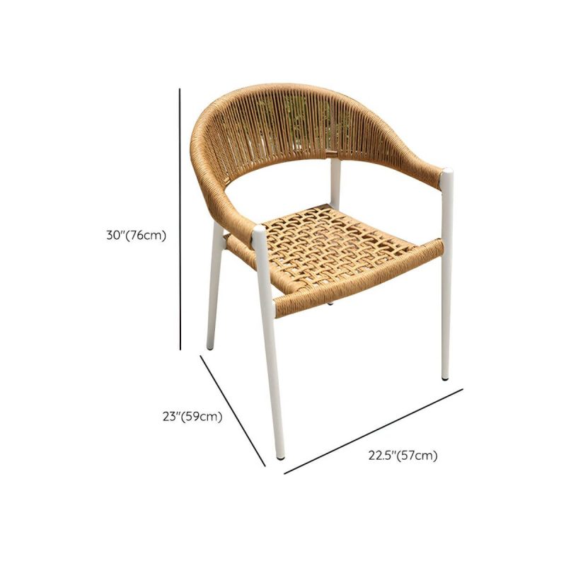 "Dimension of Elegant Weatherproof White Metal Patio Dining Set with Stackable Chairs - Table & Chair(s) 27.6"L x 27.6"W x 28.3"H 2"