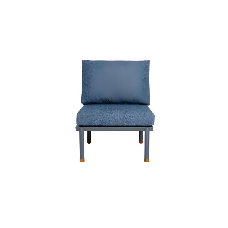 "Modern Blue Metal Sofa- Waterproof and UV Resistant, Includes Pillows and Cushions - 1-Seater Sofa"