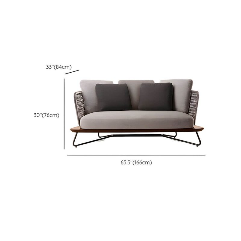 "Dimension of Gray Cord Steel-framed Outdoor Sofa with Rust Resistant Cushions - Loveseat"