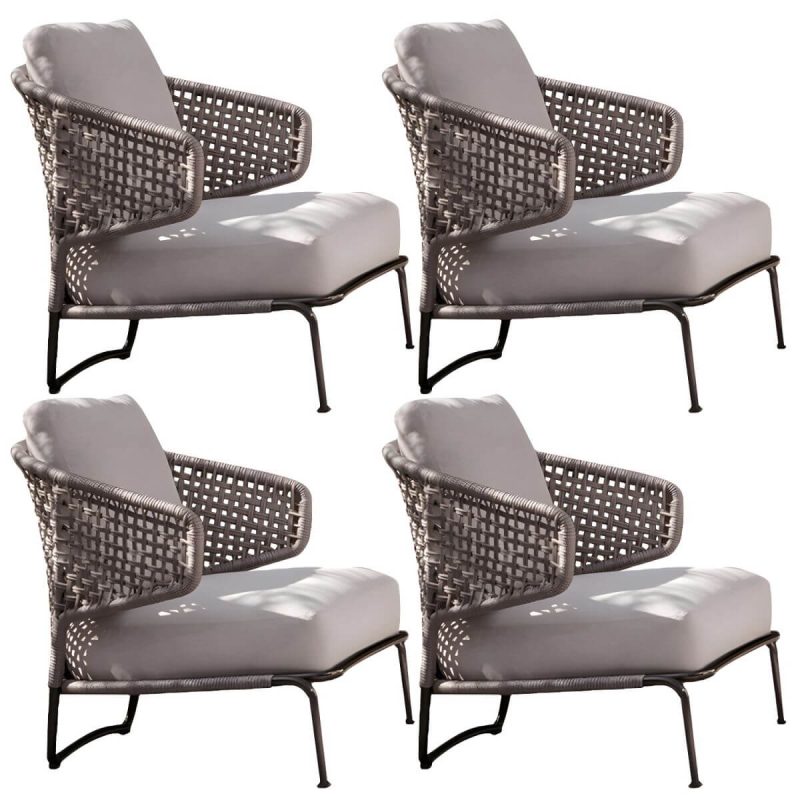 "Tropical Outdoor Chair with Removable Water Repellent Finish Cushion - 26"L x 28"W x 31"H With Arms 4 Piece Set"