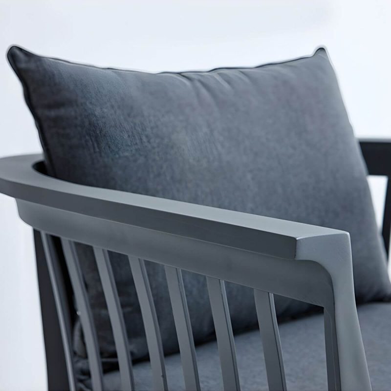 "Gray Modern Aluminum Sofa with Cushions Water Resistant for Outdoor - 1-Seater Sofa"