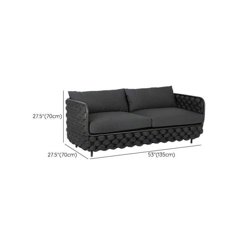 "Dimension of Black Contemporary Sofa Water Resistant with Cushions for Outdoor - 2-Seater Sofa"