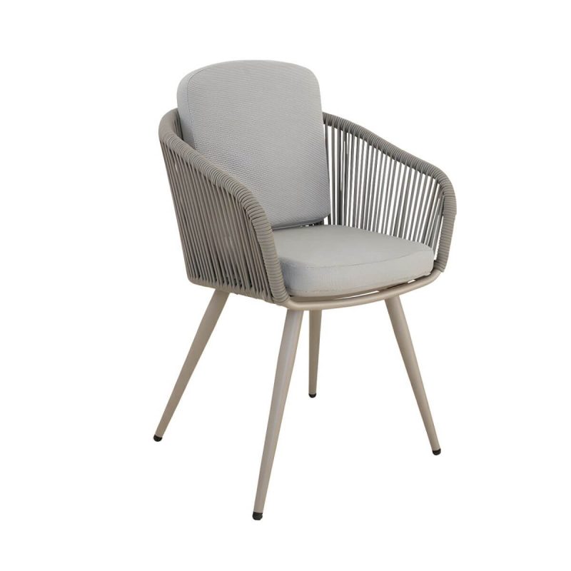 "Contemporary Cane Back Dining Arm Chair Braid Square for Outdoor - 2 Piece Set"