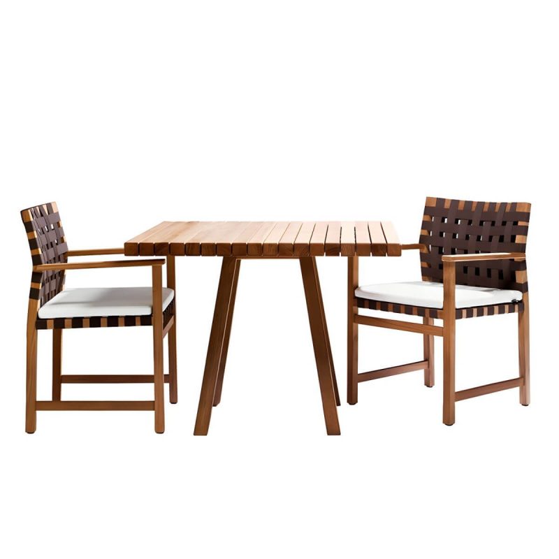 "Modern Patio Dining Table Set 1/3/6/11 Pcs Wood Frame Patio Dining Table and Chairs - Table & Chair(s) 27.6"L x 27.6"W x 29.5"H 2 Brown"