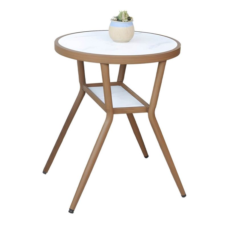"Modern Style Dining Set Square Metal 1/3 Pcs Dining Table Set - Table & Chair(s) 23.6"L x 23.6"W x 29.5"H 2 Brown-Khaki"