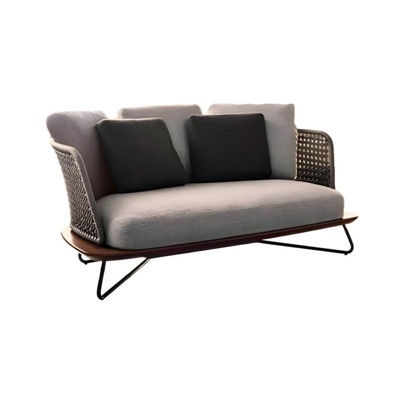 "Modern Black Metal Modular Design Sofa with Waterproof Cushions - 3-Seater Sofa"