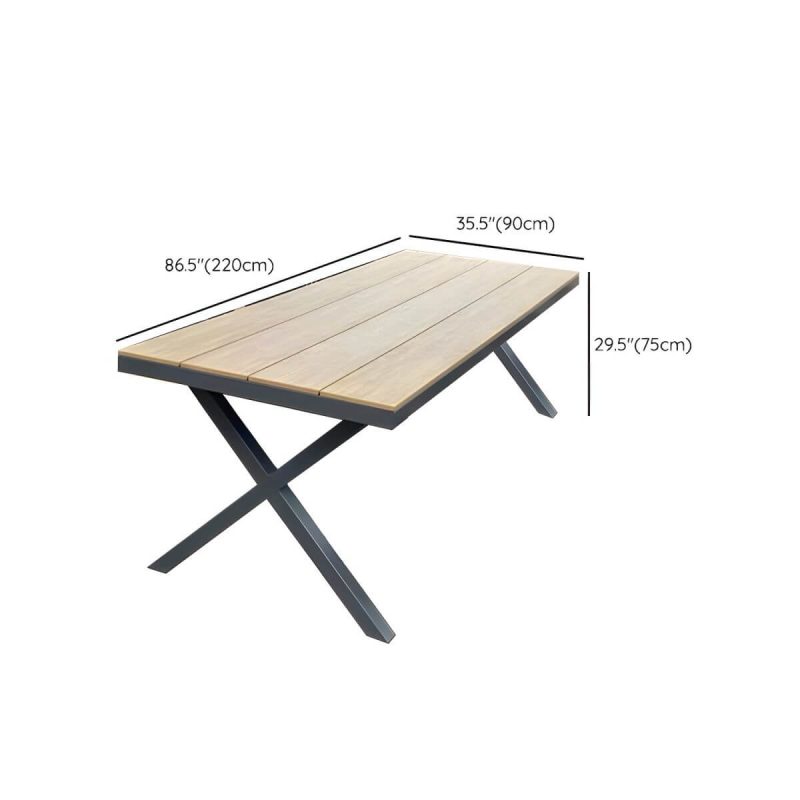 "Dimension of Modern Wood Patio Dining Table 3/5/7/9 Pcs Black Dining Set for Courtyard - Table & Chair(s) 86.6"L x 35.4"W x 29.5"H 6 Rectangular"