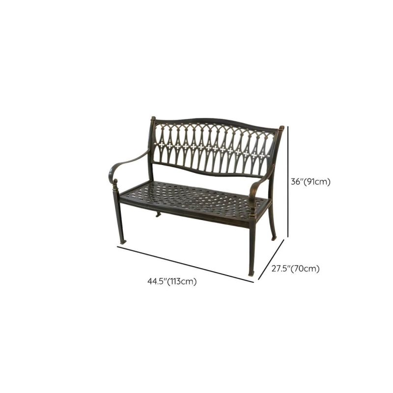 "Dimension of Modern Metal Garden Bench with Legs Water Resistant for Outdoor - 44"L x 28"W x 36"H"