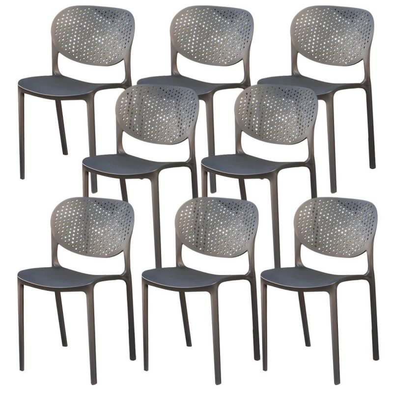 "Stacking Dining Armchair Contemporary Plastic Patio Arm Chair - 16"L x 17"W x 31"H 8 Piece Set"