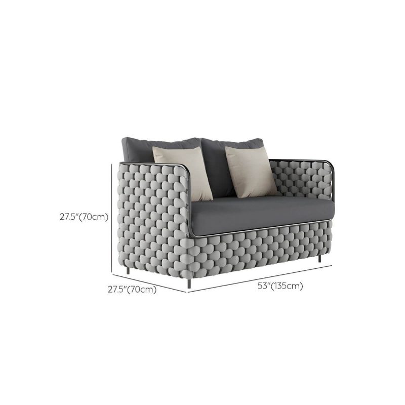 "Dimension of Scandinavian Outdoor Patio Sofa Water Resistant Metal Patio Sofa with Cushions - 2-Seater Sofa"