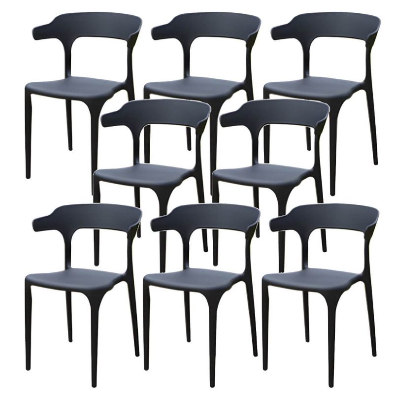 "Stacking Dining Armchair Contemporary Plastic Patio Arm Chair - 18"L x 20"W x 30"H 8 Piece Set"