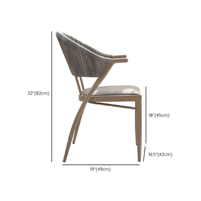 "Dimension of Contemporary Oval Shape Dining Table Set with Shelf for Courtyard - Table & Chair(s) 2 Grey"