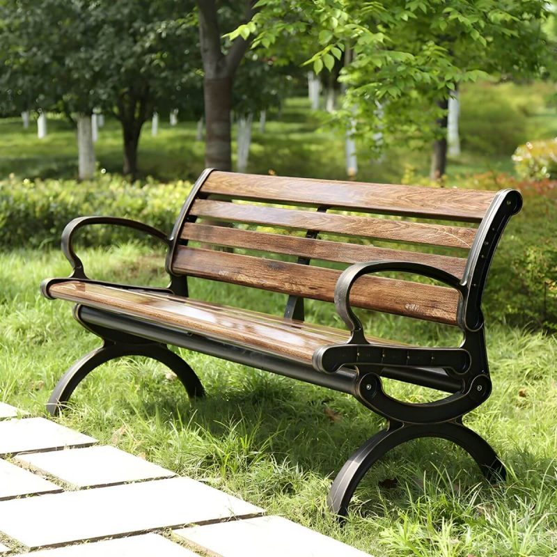 "Modern Metal Garden Bench with Legs Water Resistant for Outdoor - 59"L x 22"W x 30"H"