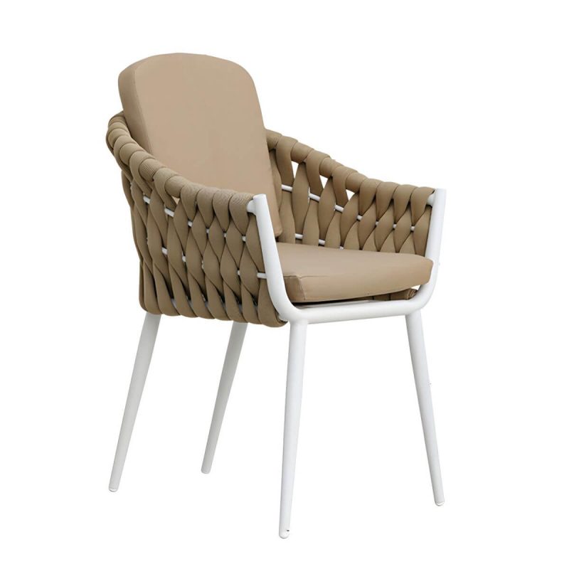 "Modern Aluminum Non-Foldable Patio Dining Arm Chair with Included Cushions 1pc - Grey 16" Density Sponge"
