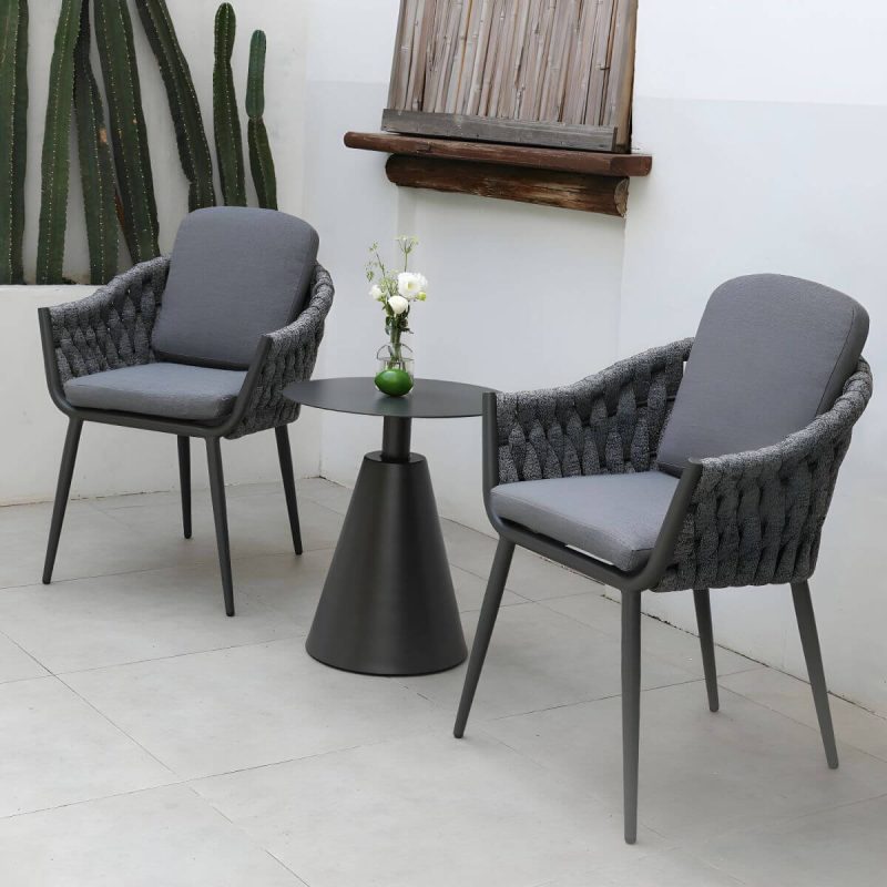 "Contemporary Outdoors Dining Chairs with Removable Water Repellent Finish Cushion - Gray 6 Piece Set"