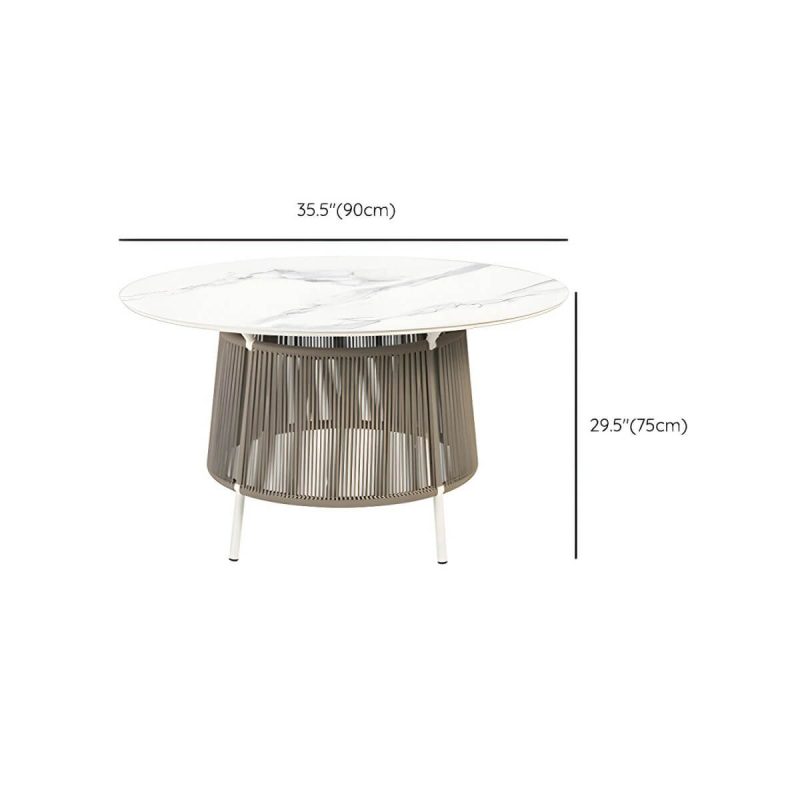 "Dimension of Boho Style Dining White Round Stone 1/2/5/6 Pieces Dining Set - Table 35.4"L x 35.4"W x 29.5"H Zero"