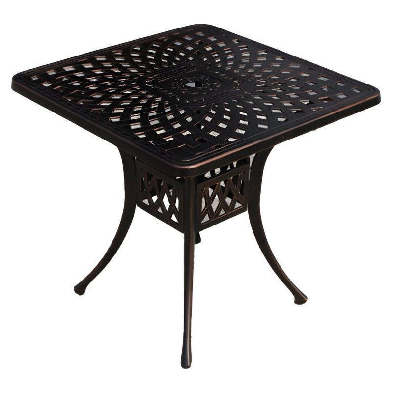 "Aluminum Outdoor Patio Table Industrial UV Resistant Patio Table - Table Only 31.5"L x 31.5"W x 28.7"H Black"