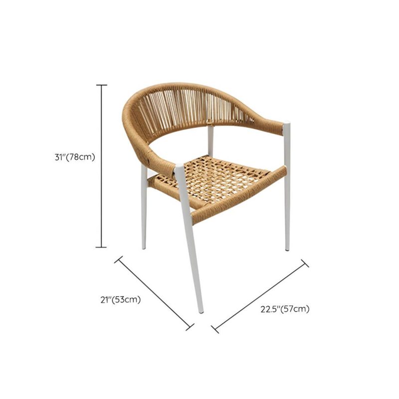 "Dimension of Weatherproof Outdoor Aluminum Dining Set with Stackable Chairs and Modern Design - Table & Chair(s) 27.6"L x 27.6"W x 28.7"H 2"