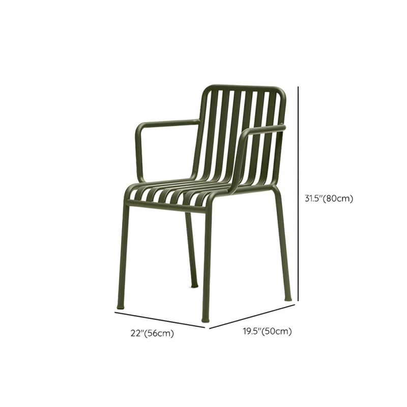 "Dimension of Modern Metal Outdoor Bistro Chairs Open Back Dining Chairs in Green - 22"L x 20"W x 31"H 2 Piece Set"
