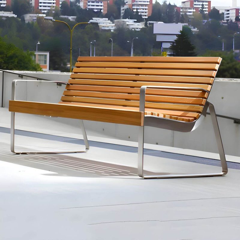 "Industrial Style Metal Picnic Bench with Stainless Steel Frame and Waterproof Durability - 71"L x 21"W x 31"H"