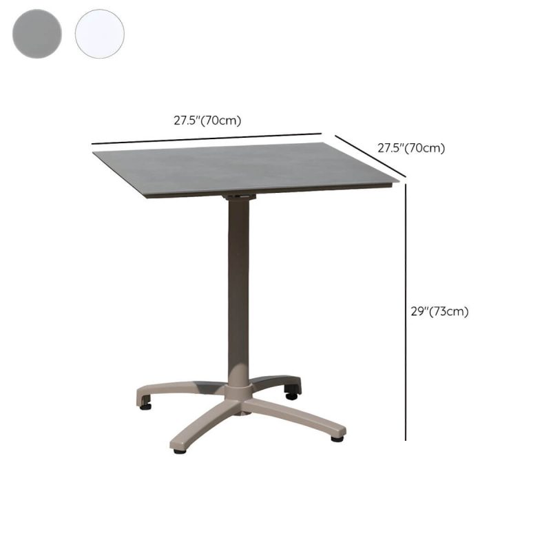 "Dimension of Modern Outdoor Patio Table UV Resistant Dining Table with Metal Frame - Table Only 27.6"L x 27.6"W x 28.7"H Grey Square"